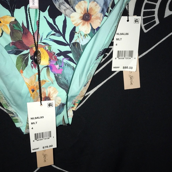 Nanette Lepore Swim size 4 green flowers print new - Picture 4 of 7
